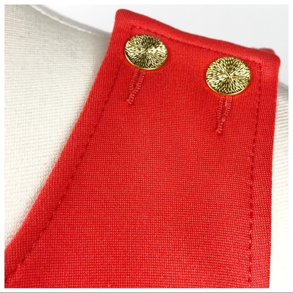 Trina Turk Women's Size 4 Red / Orange Dress with gold button details - Picture 3 of 8